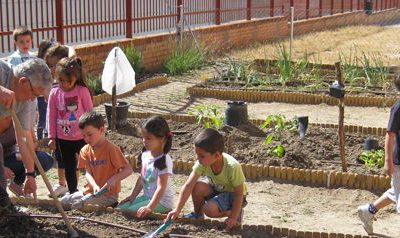 Un huerto en el Villar Palasí a cargo de niños y mayores