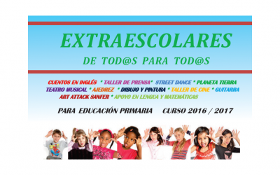 Extraescolares de tod@s para tod@s”. Solicitudes del 8 al 23 de septiembre. Becas para los horarios ampliados de mañana, Funny School y Apoyo Educativo de 4º, 5º y 6º de Primaria