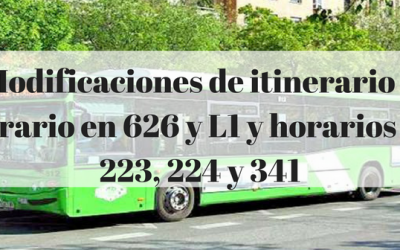 Modificaciones de itinerario y horario en 626 y L1 y horarios en 223, 224 y 341