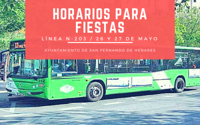 Horarios de la línea N-203 de las Fiestas de San Fernando (26 y 27 de Mayo)