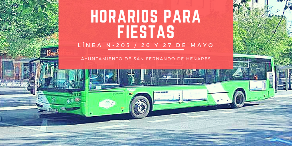 Horarios de la línea N-203 de las Fiestas de San Fernando (26 y 27 de Mayo)