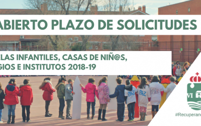 Abierto plazo de solicitudes escuelas infantiles, casas de niñ@s, colegios e institutos 2018-19