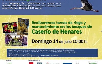 Labores de riego y mantenimiento en el Caserío del Henares