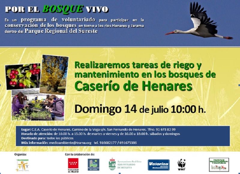 Labores de riego y mantenimiento en el Caserío del Henares