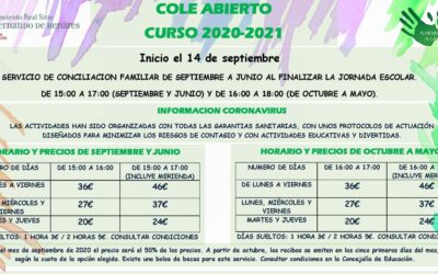 La Concejalía de Educación pone en marcha ‘Cole Abierto’, un servicio de horario ampliado para facilitar la conciliación