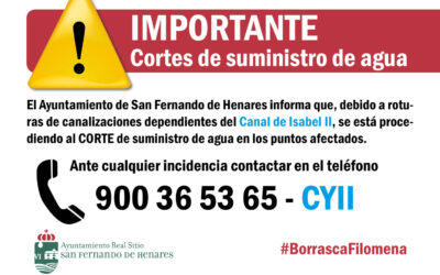 NOTA INFORMATIVA: Cortes en suministro de agua