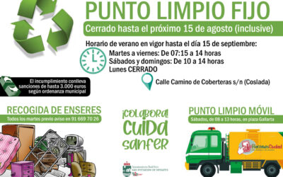 NOTA INFORMATIVA: Cierre del Punto Limpio Fijo hasta el próximo 15 de agosto