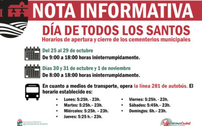 NOTA INFORMATIVA: Horarios cementerios por el Día de Todos los Santos