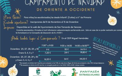 La Concejalía de Educación abre el plazo de inscripción para el Campamento Urbano de Navidad ‘De Oriente a Occidente’