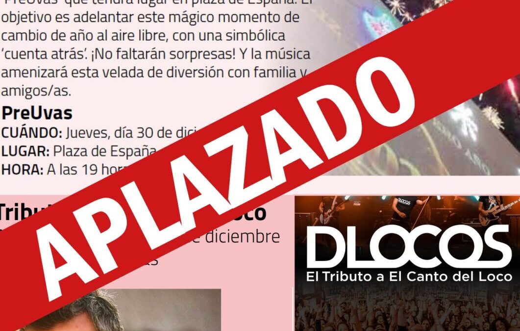 NOTA INFORMATIVA: Aplazados eventos de Navidad previstos para el día 30 de diciembre