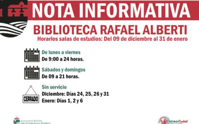 NOTA INFORMATIVA: Ampliación de horarios en la Biblioteca Rafael Alberti
