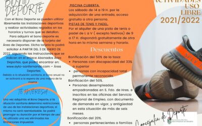 Actividades en instalaciones de uso libre