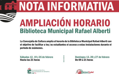 La Biblioteca Municipal Rafael Alberti amplia su ahorario en febrero