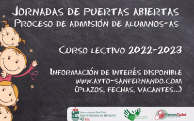 NOTA INFORMATIVA: Jornada de puertas abiertas y procesos de admisión de alumnos/as para el curso 2022-2023 en centros educativos