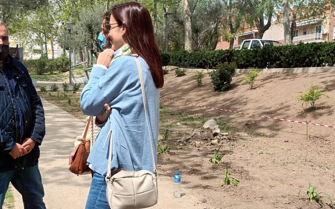 La Concejalía de Mantenimiento de la Ciudad realiza labores de limpieza y desbroce con plantación de arbustos e instalación de riego por goteo en el talud del Parque Dolores Ibárruri cercano a la calle Huerta