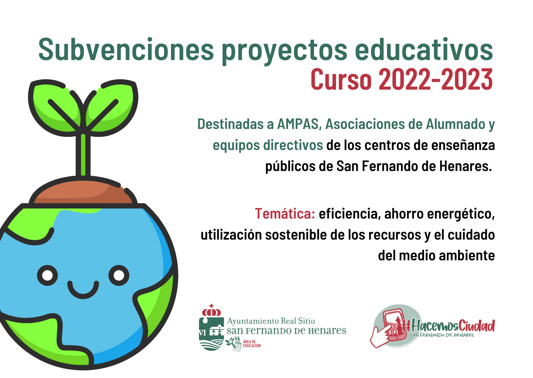 Salida Completo Subproducto NOTA INFORMATIVA: Publicación de bases para la solicitud de subvenciones a proyectos  educativos - Ayuntamiento de San Fernando de Henares
