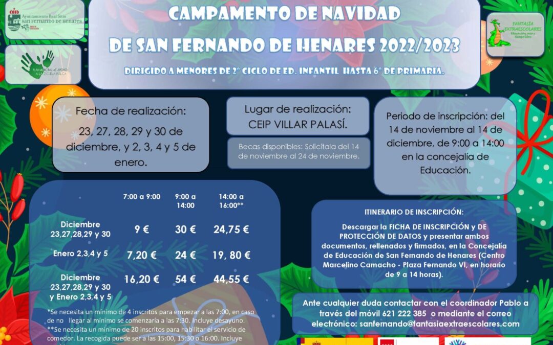 La Concejalía de Educación pone en marcha una nueva edición del Campamento Urbano de Navidad