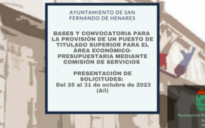 Bases y convocatoria para la provisión de un puesto de Titulado Superior para el área Económico-Presupuestaria mediante comisión de servicios.