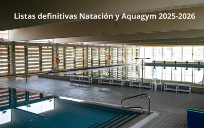 Listas definitivas de natación y aquagym temporada 2025/2026