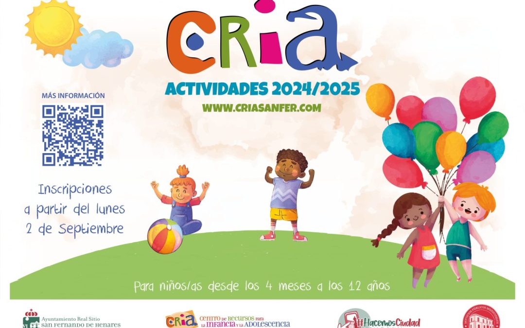 Arranca la nueva temporada del CRIA (Centros de Recursos de Infancia y Adolescencia) con actividades para niños/as de 4 meses a 12 años