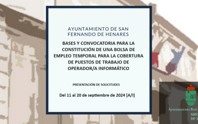Bases y Convocatoria para la constitución de una bolsa de empleo temporal para la cobertura de puestos de trabajo de operador/a informático/a