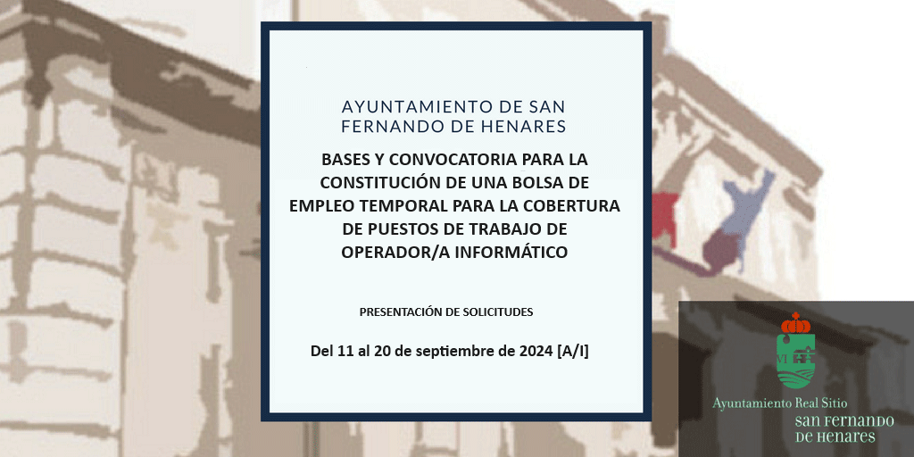 Bases y Convocatoria para la constitución de una bolsa de empleo temporal para la cobertura de puestos de trabajo de operador/a informático/a