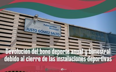 Devolución del bono deporte anual y bimestral debido al cierre de las instalaciones deportivas