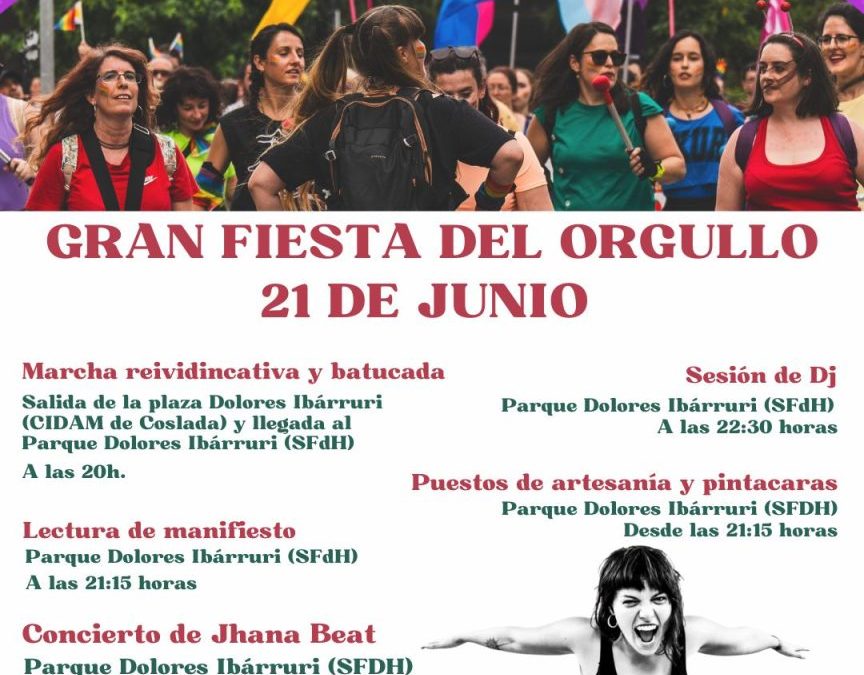 Gran fiesta del Orgullo LGTBI en el parque Dolores Ibárruri – DESCARGA EL PROGRAMA COMPLETO